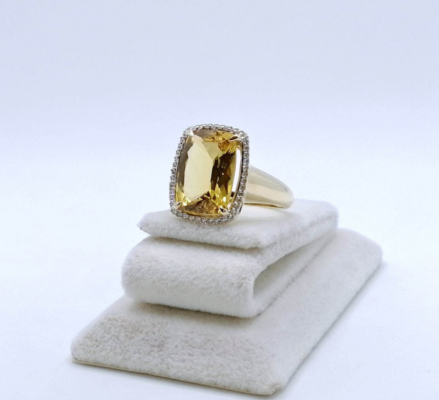 Ring Gold 585er mit Beryll und Zirkonen Gr. 57