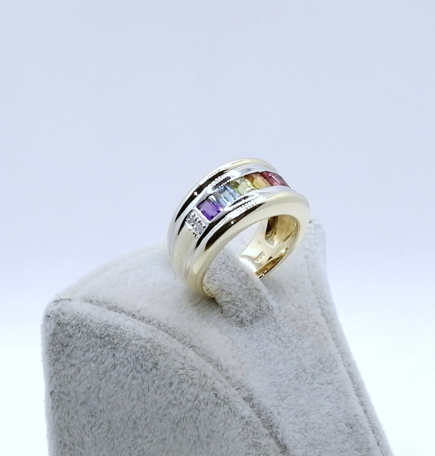 Ring Gold 585er mit Baguettes und Diamantsplitter Gr. 53