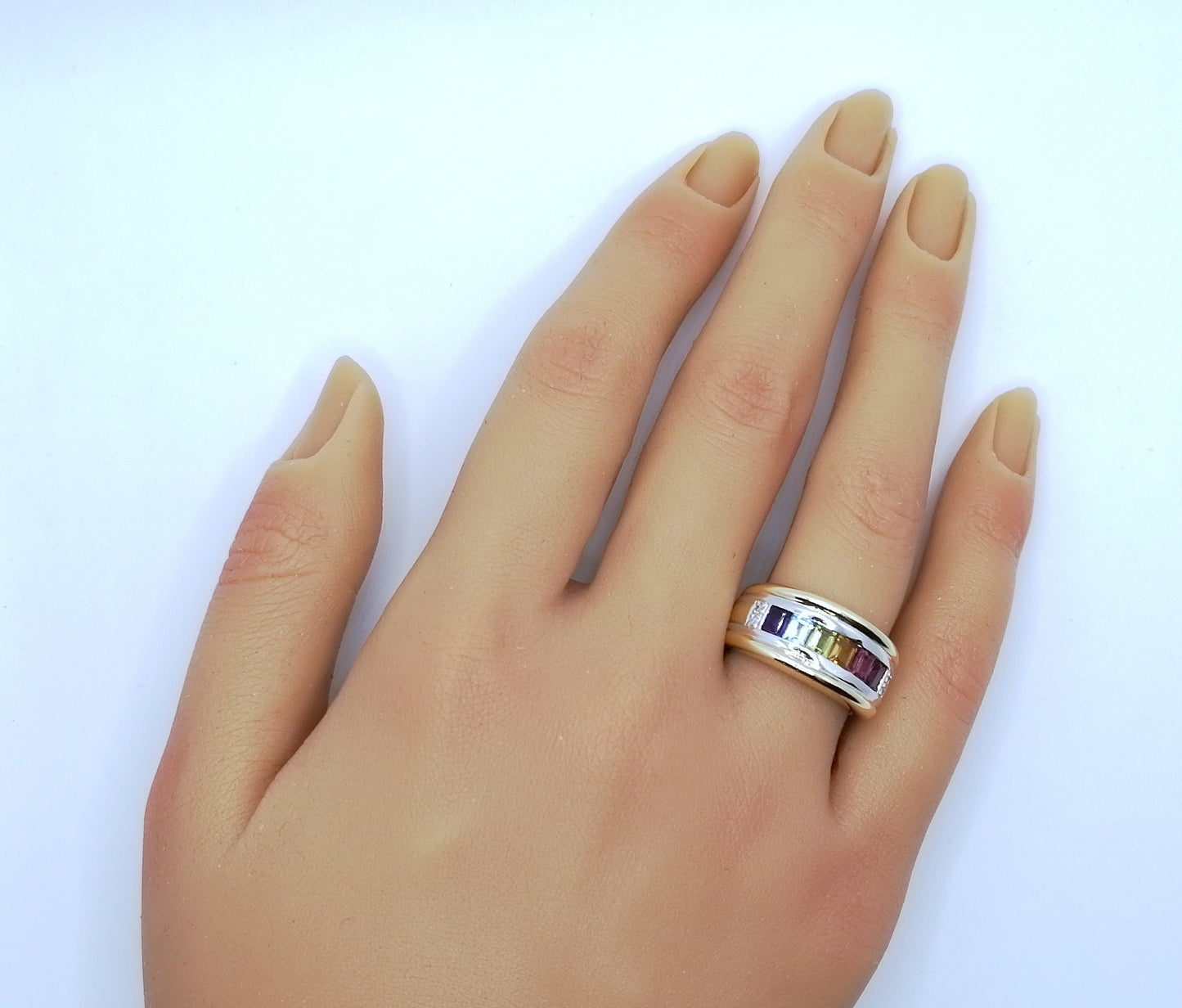 Ring Gold 585er mit Baguettes und Diamantsplitter Gr. 53