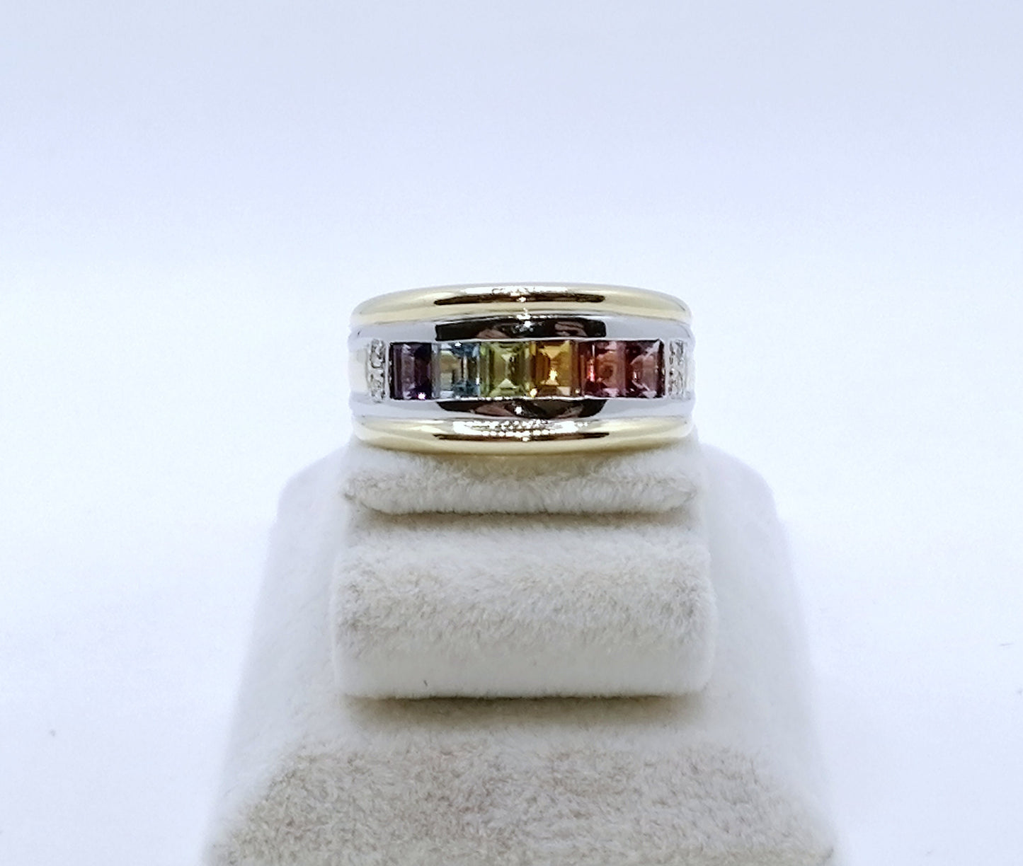 Ring Gold 585er mit Baguettes und Diamantsplitter Gr. 53