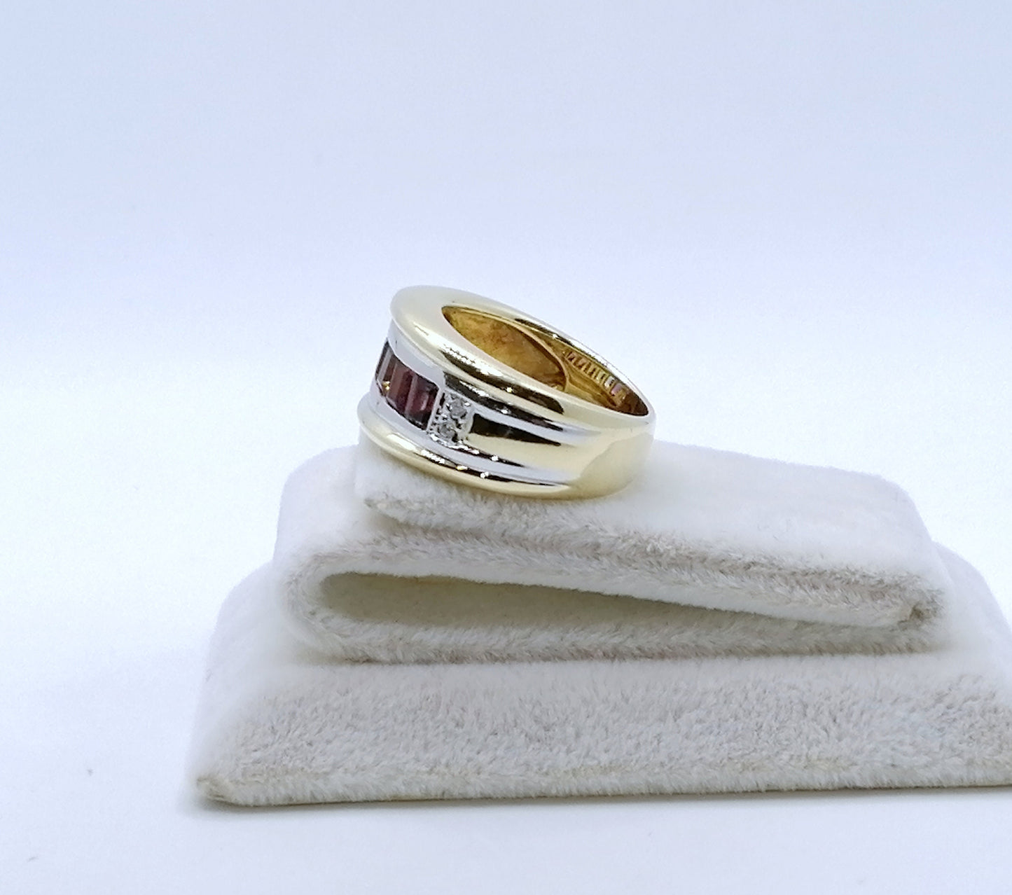 Ring Gold 585er mit Baguettes und Diamantsplitter Gr. 53