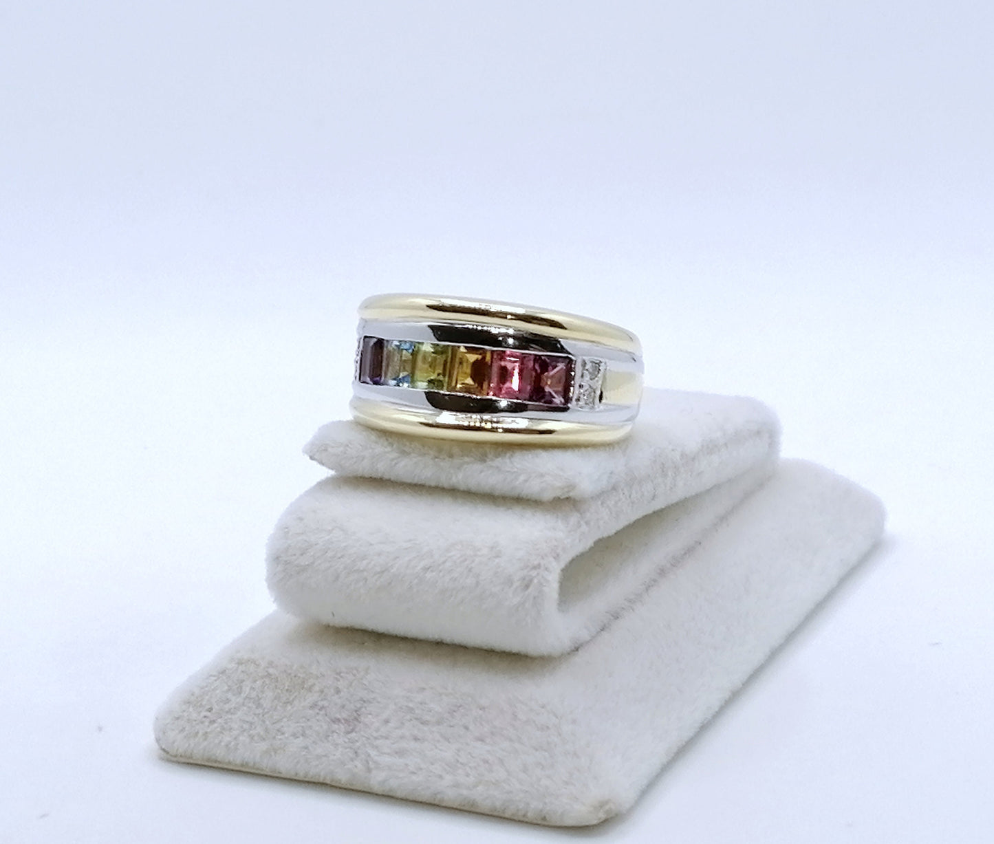 Ring Gold 585er mit Baguettes und Diamantsplitter Gr. 53