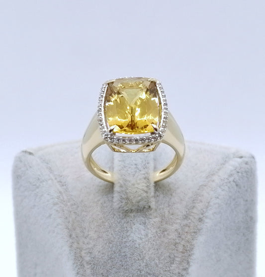 Ring Gold 585er mit Beryll und Zirkonen Gr. 57