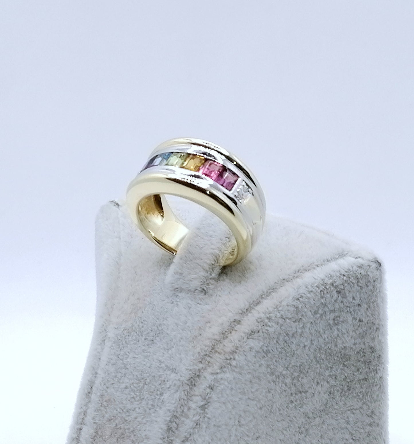 Ring Gold 585er mit Baguettes und Diamantsplitter Gr. 53