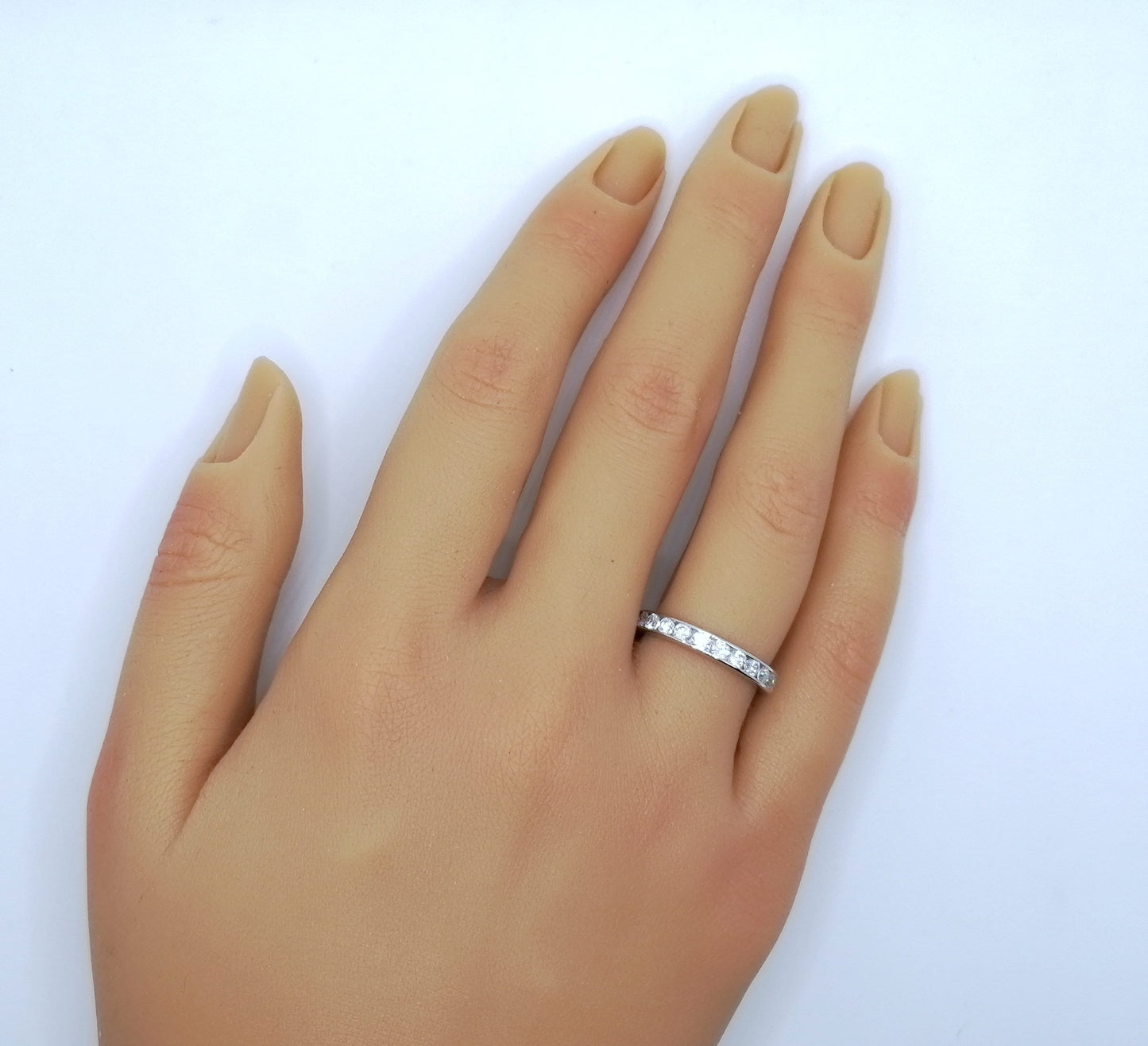 Ring Weißgold 333er Zirkonia Eternity Memoire Gr. 53