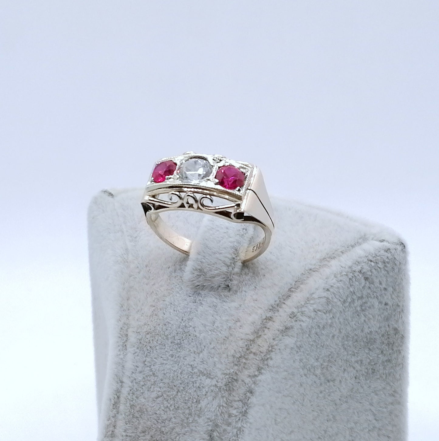 Ring Gold 333er Art Deco mit Saphir und Rubin Gr. 53