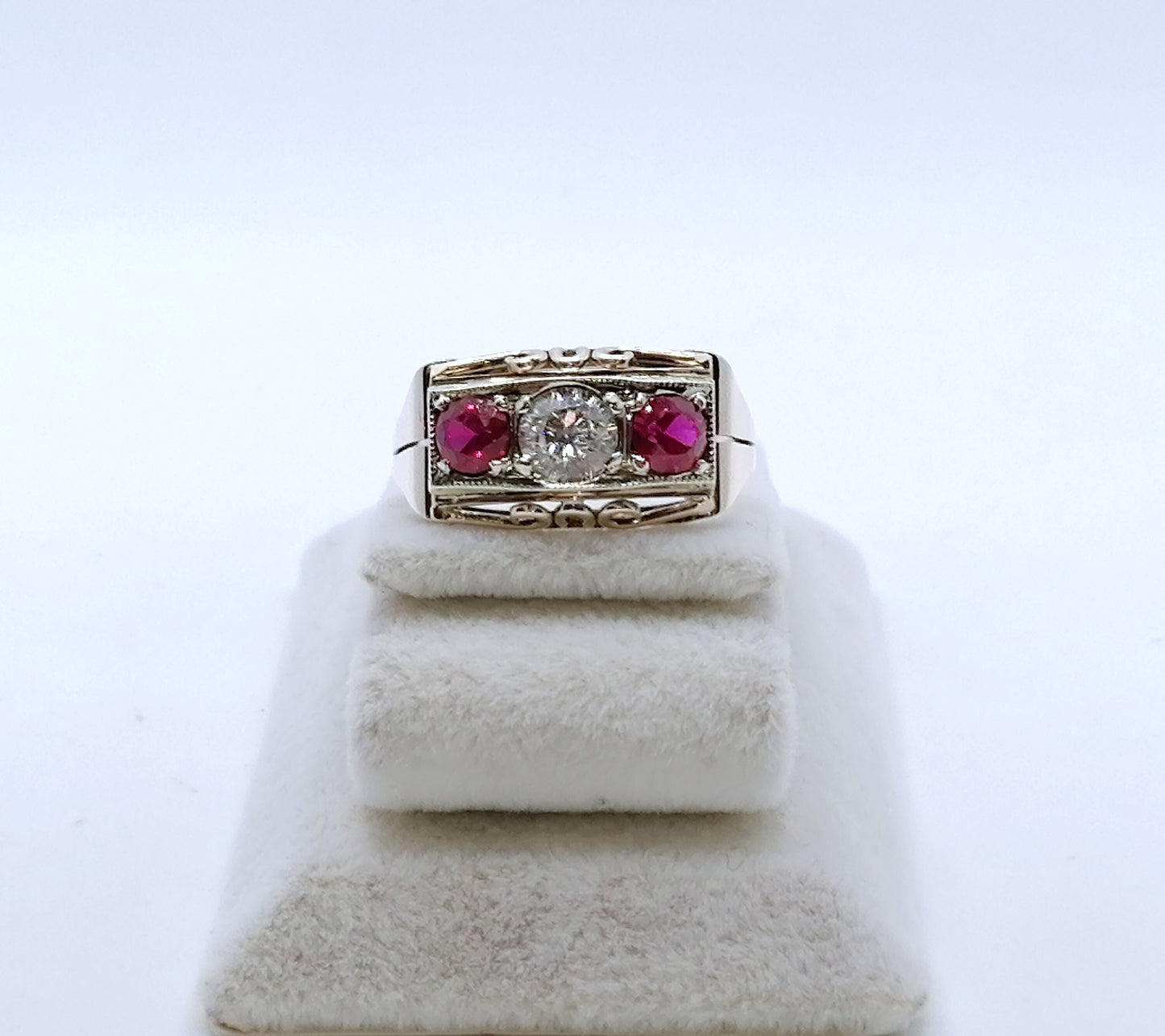 Ring Gold 333er Art Deco mit Saphir und Rubin Gr. 53