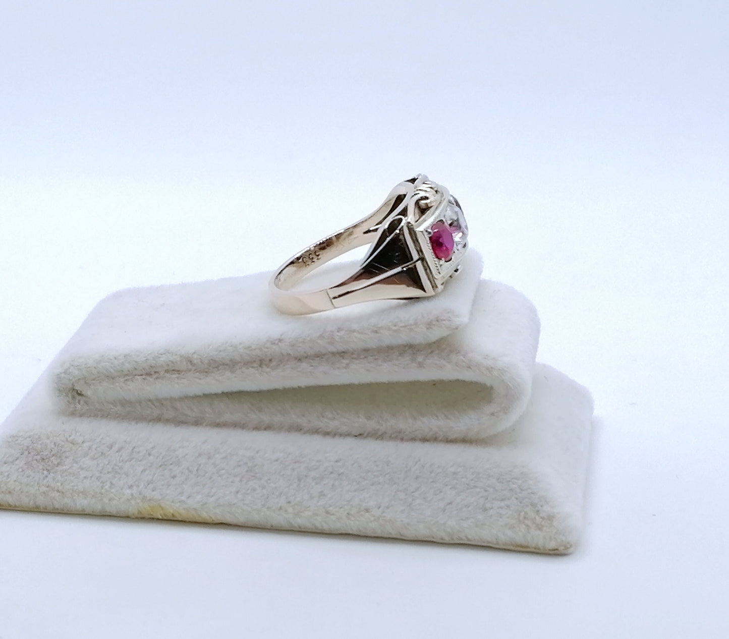 Ring Gold 333er Art Deco mit Saphir und Rubin Gr. 53