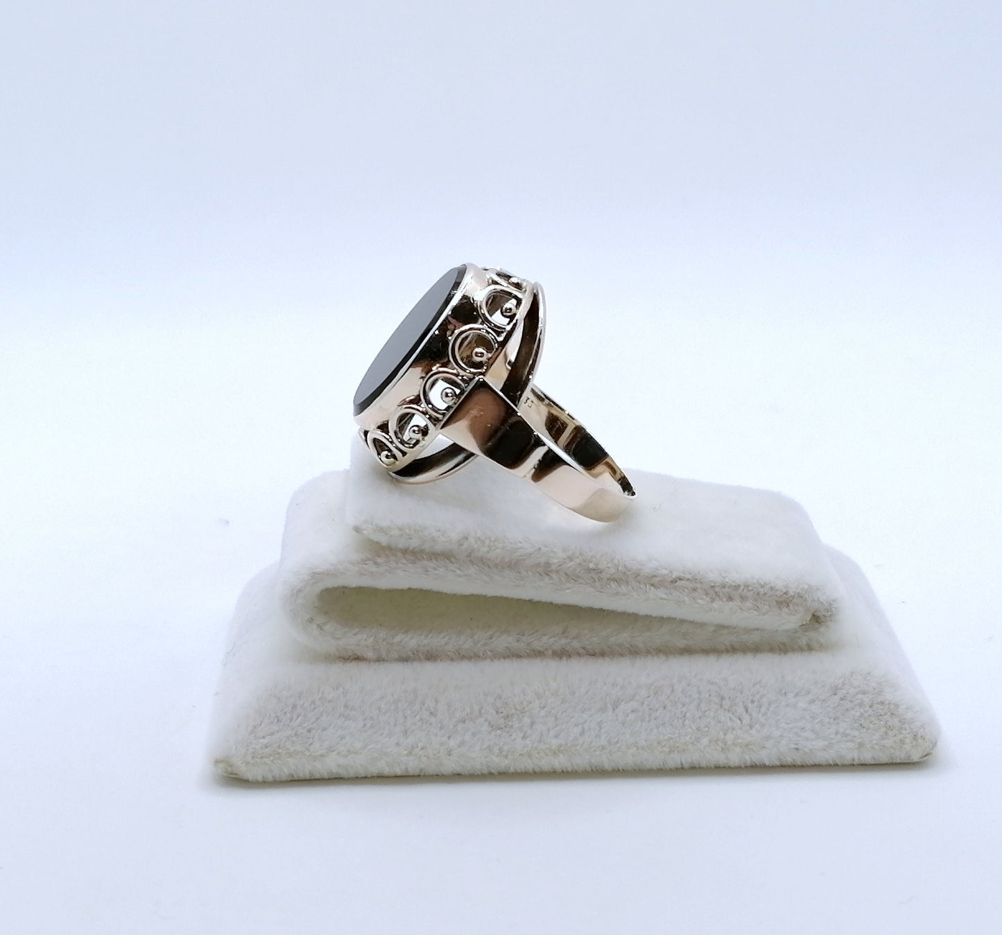 Ring Rotgold mit Onyx Stein Siegelring Goldring Gr. 58