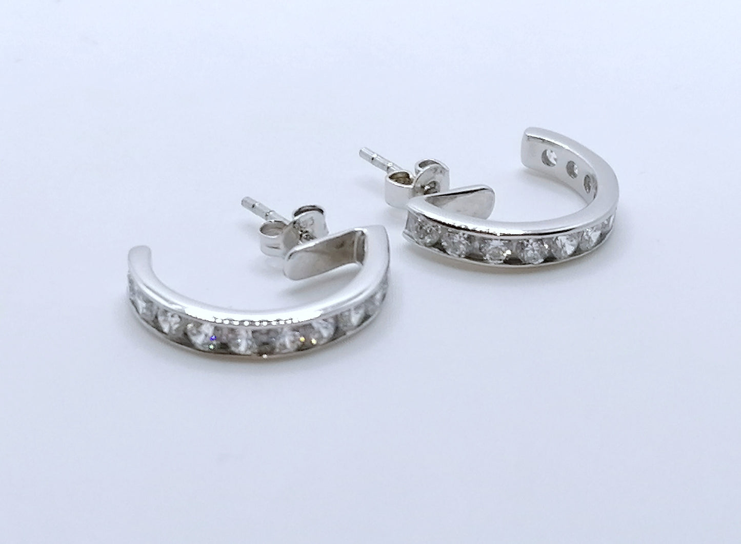 Creolen Gold 333er Weißgold mit Zirkonia