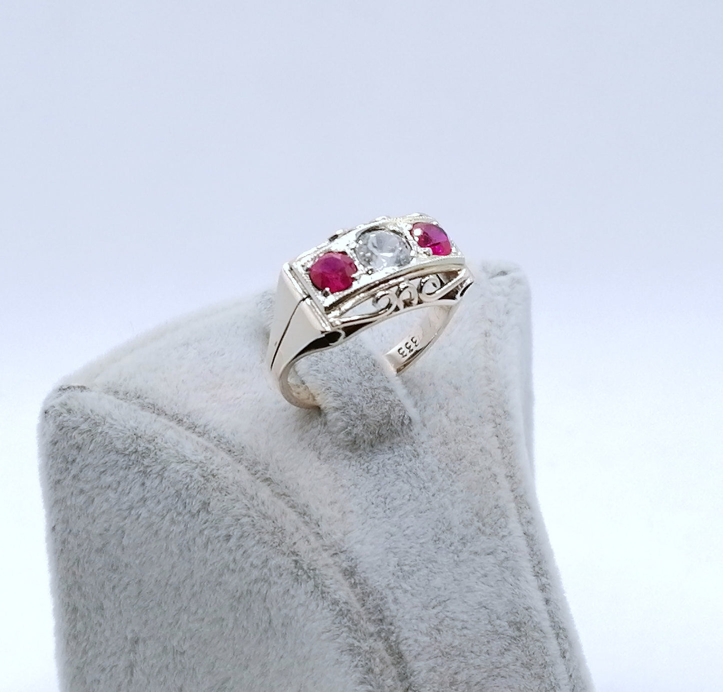 Ring Gold 333er Art Deco mit Saphir und Rubin Gr. 53