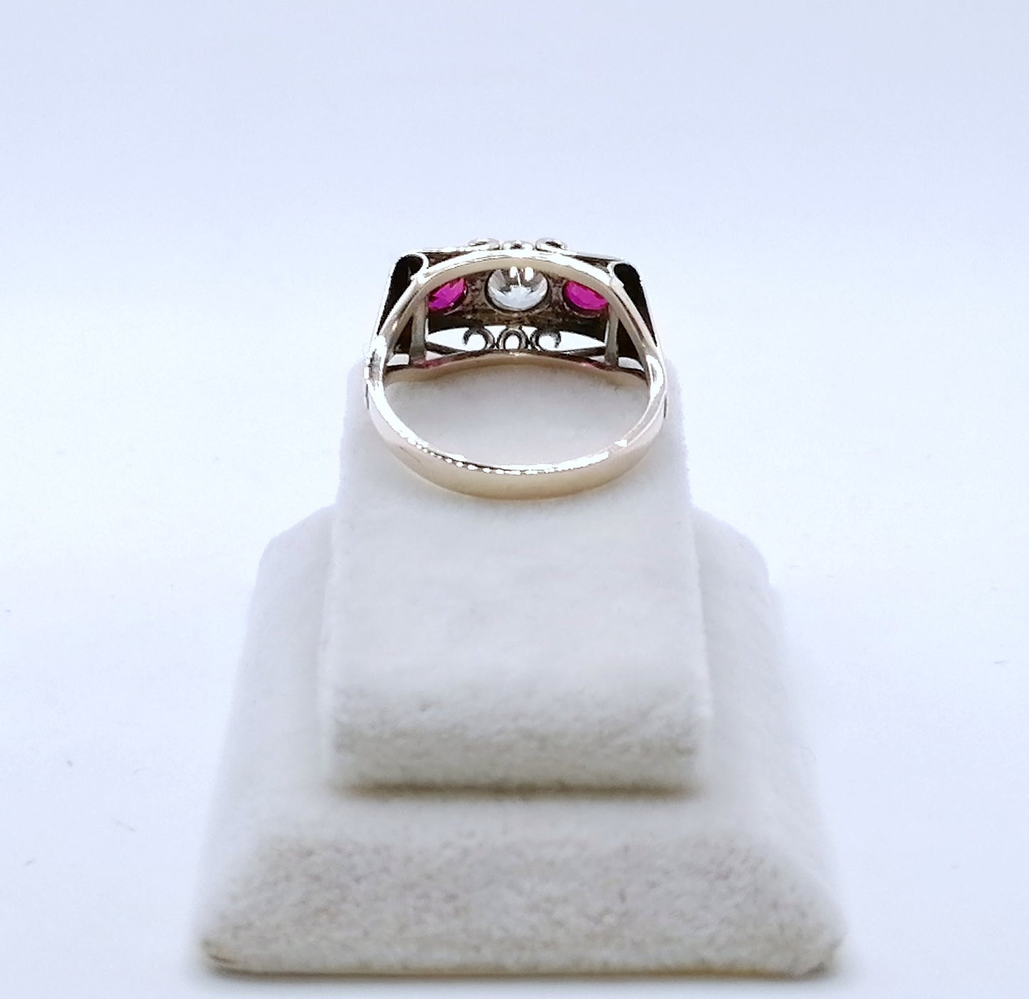 Ring Gold 333er Art Deco mit Saphir und Rubin Gr. 53