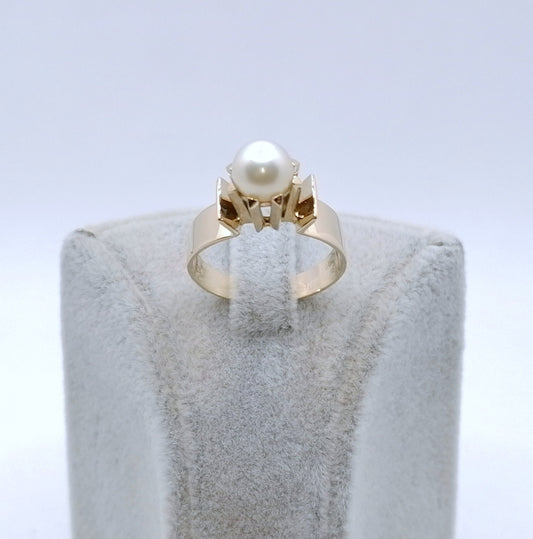 Ring Gold 585er mit Perle Damenring Perlenring Gr. 57