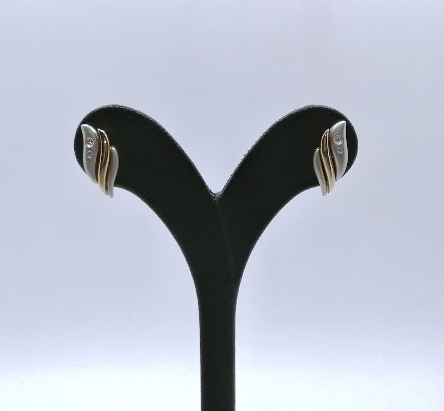 Ohrstecker 333er Gold Gelbgold Weißgold mit Diamantsplitter