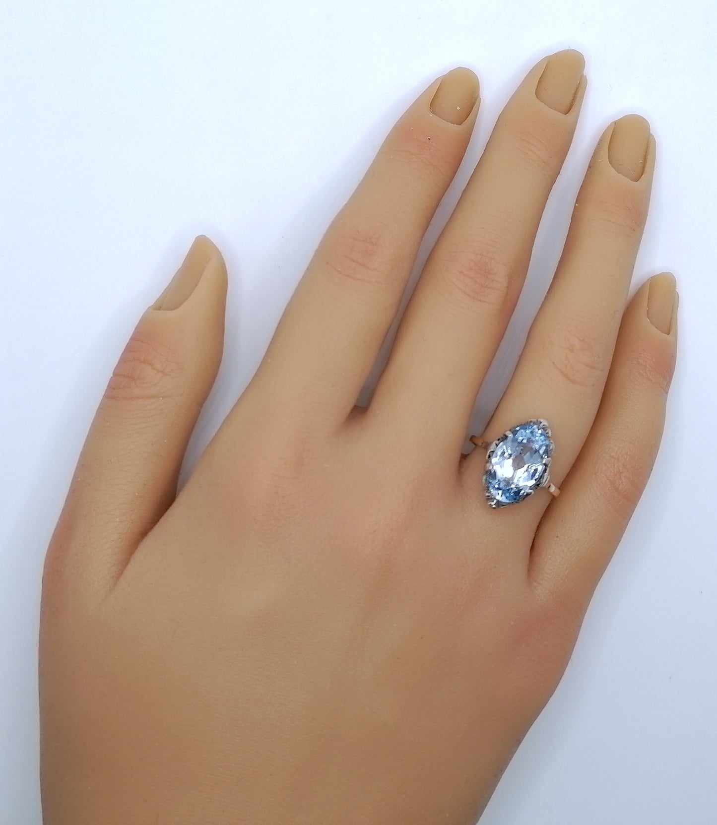 Ring Gold 333er und Silber Art Deco Spinell Damenring Gr. 53