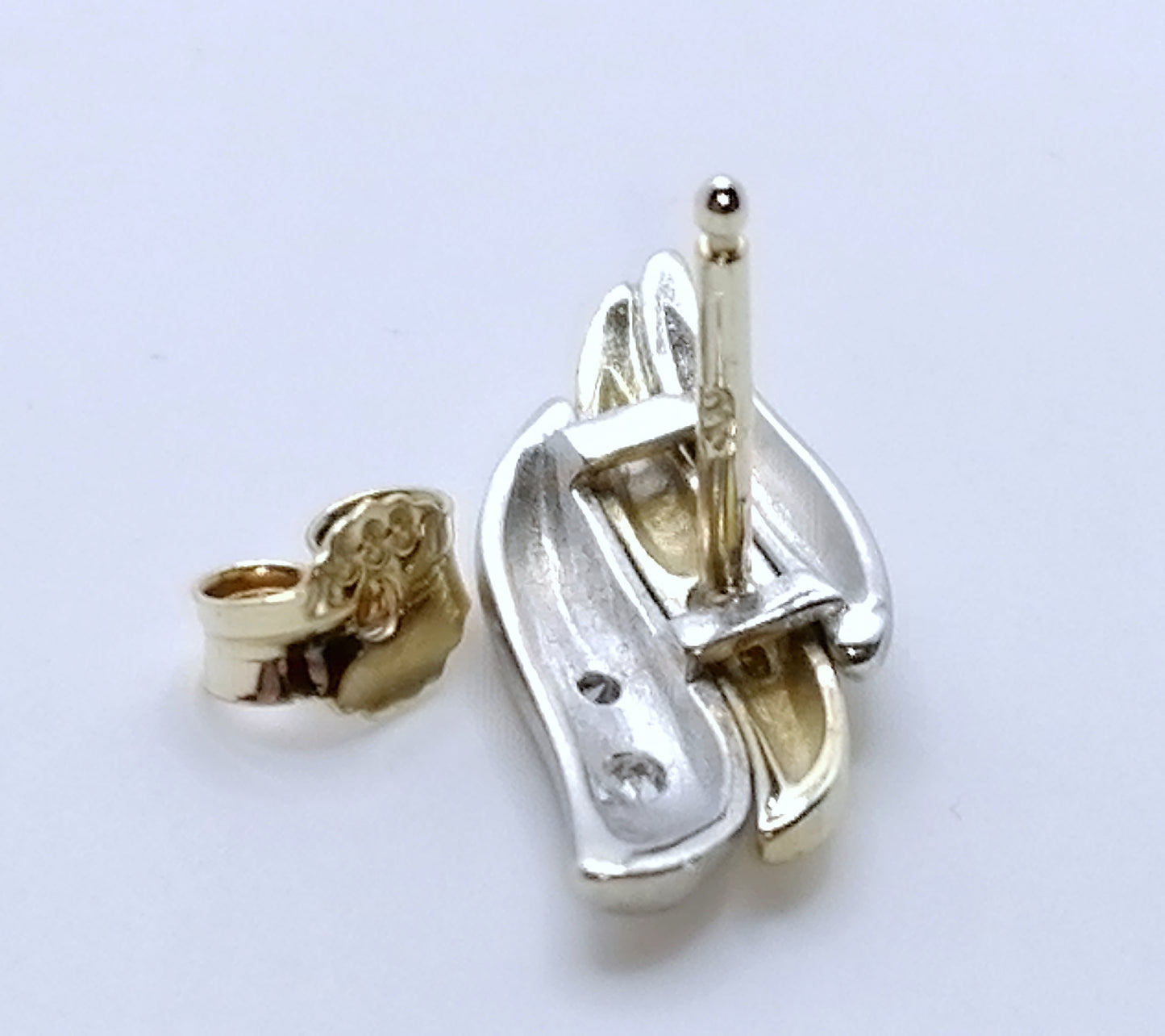 Ohrstecker 333er Gold Gelbgold Weißgold mit Diamantsplitter