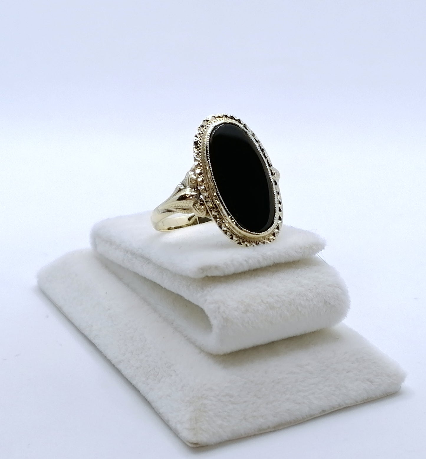 Ring Gold 585er mit Onyx Stein Vintage Gr. 60