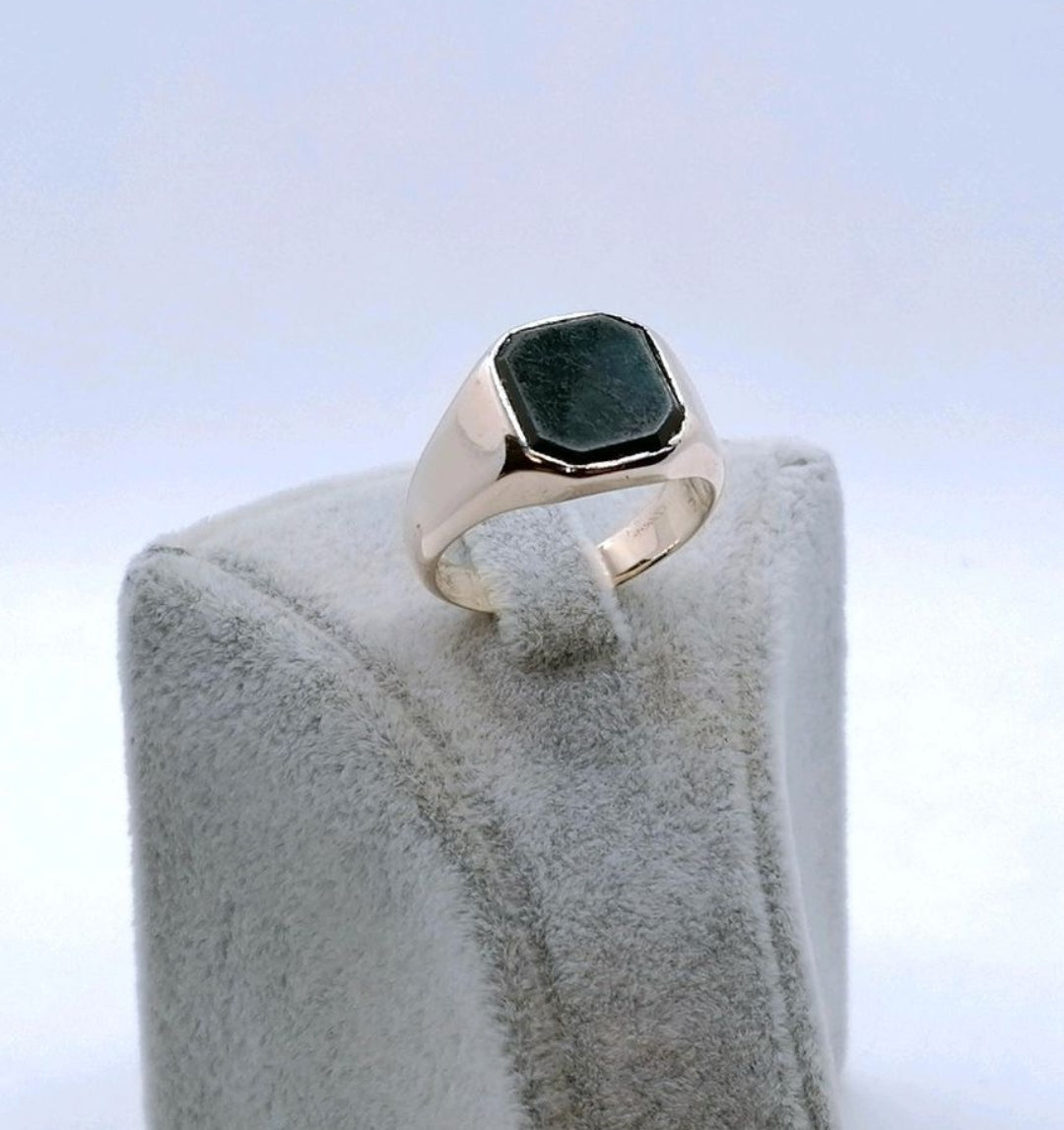 Vintage Ring Gold 585er Siegelring mit Heliotrop Gr. 60