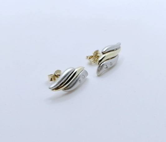 Ohrstecker 333er Gold Gelbgold Weißgold mit Diamantsplitter