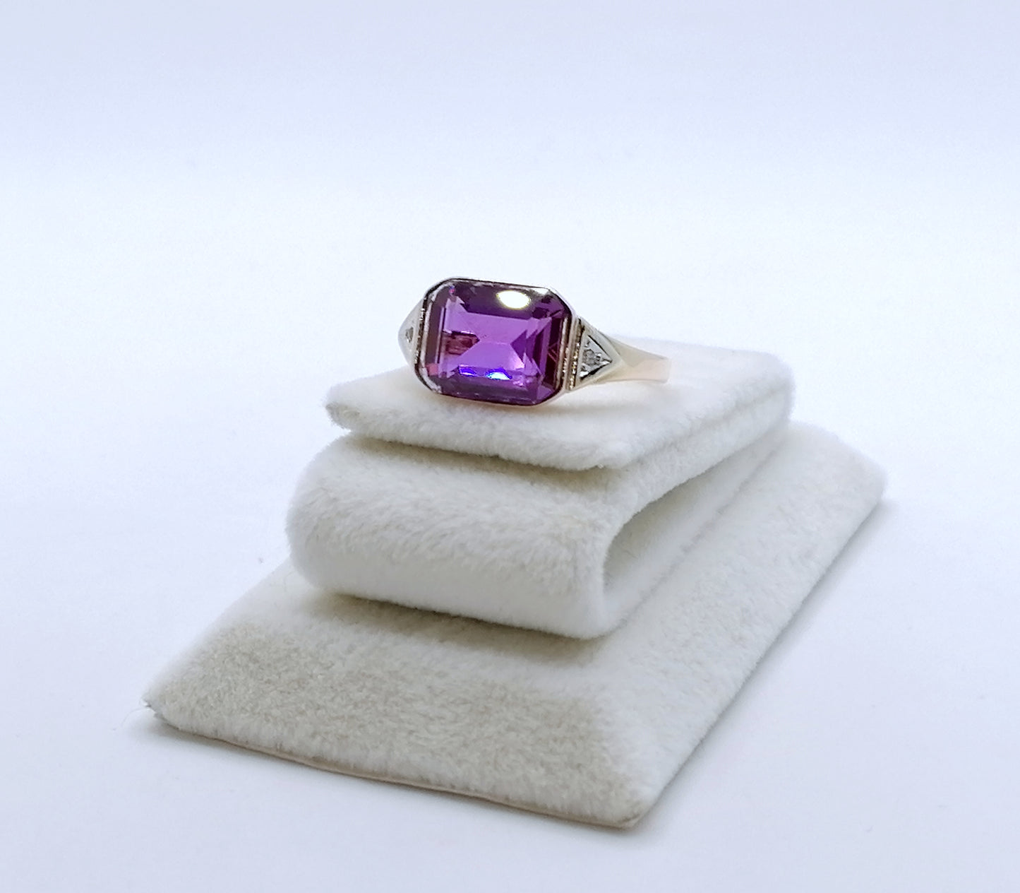 Ring Gold 333er mit Saphir und Diamantsplitter Gr. 55
