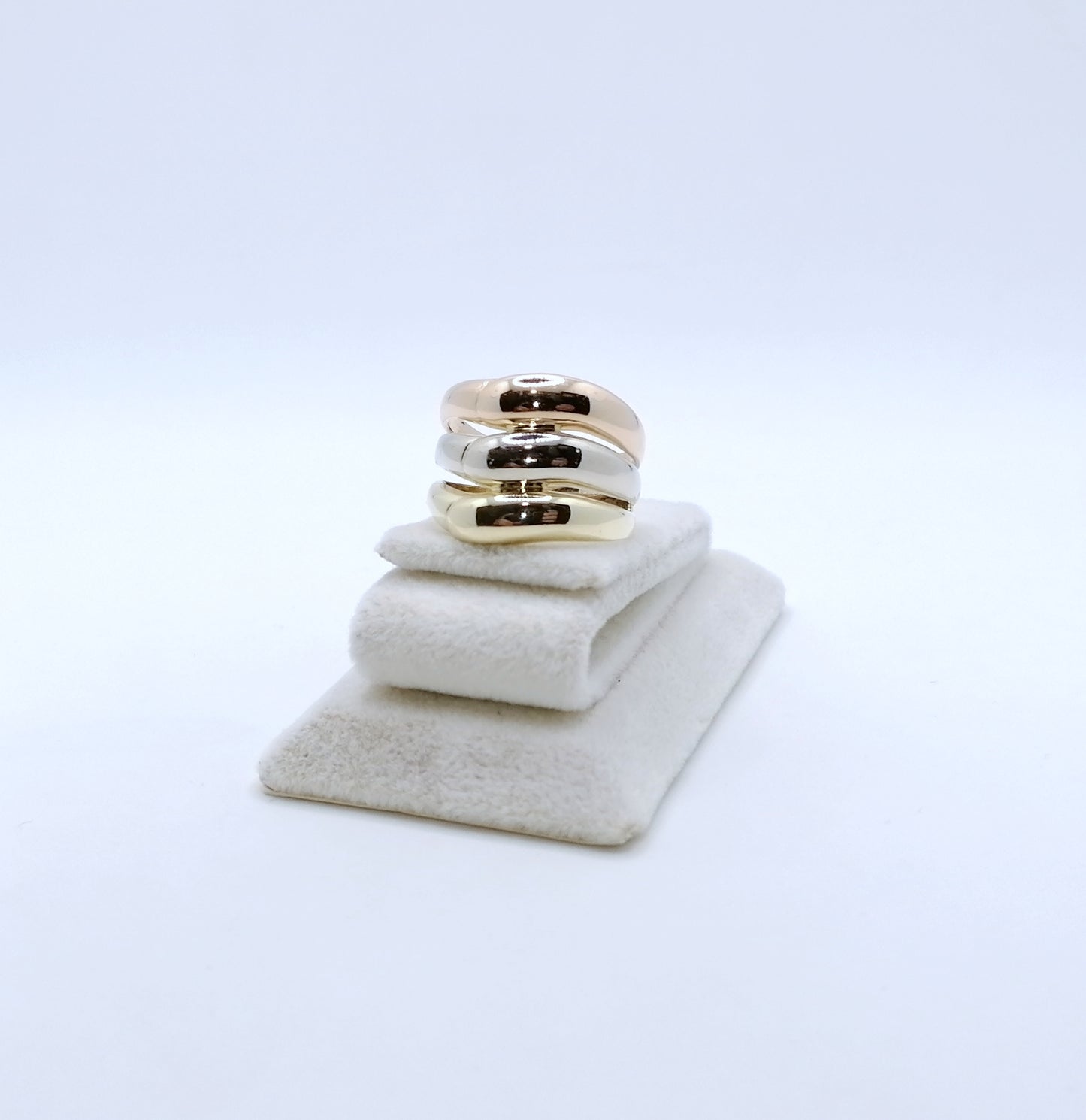 Ring Gold 585er Tricolor Gelbgold Rotgold Weißgold Gr. 57