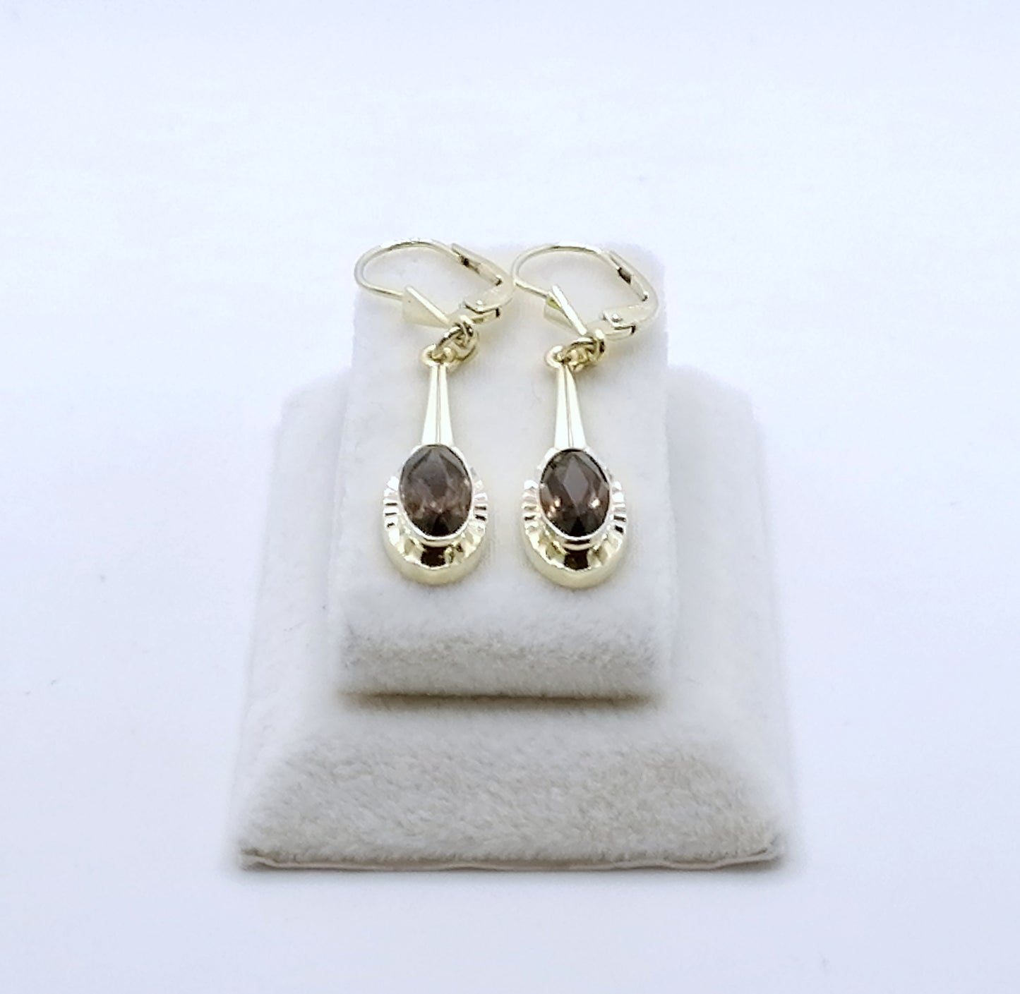 Ohrringe 585er Gold mit Rauchquarz - Ohrhänger