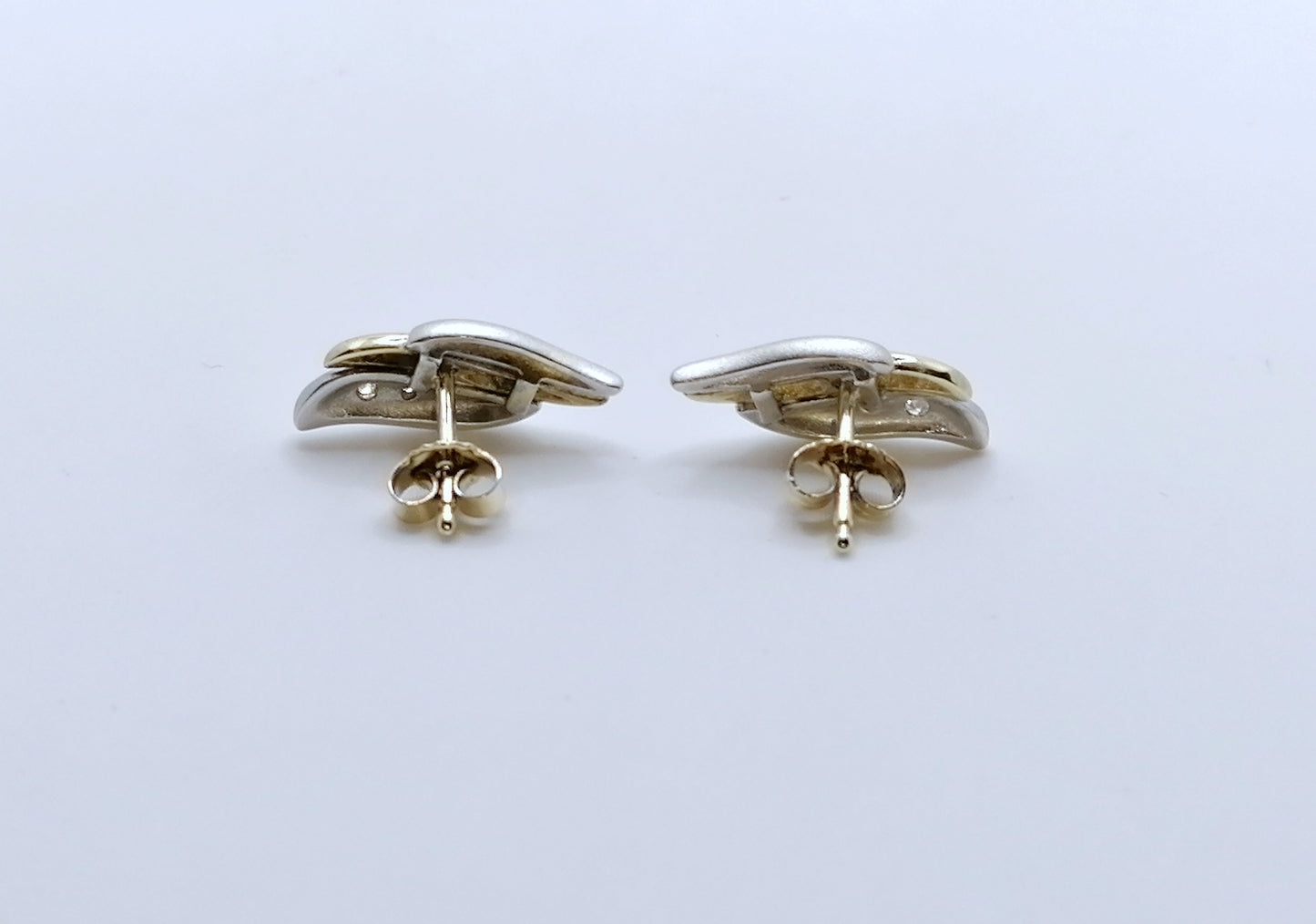 Ohrstecker 333er Gold Gelbgold Weißgold mit Diamantsplitter