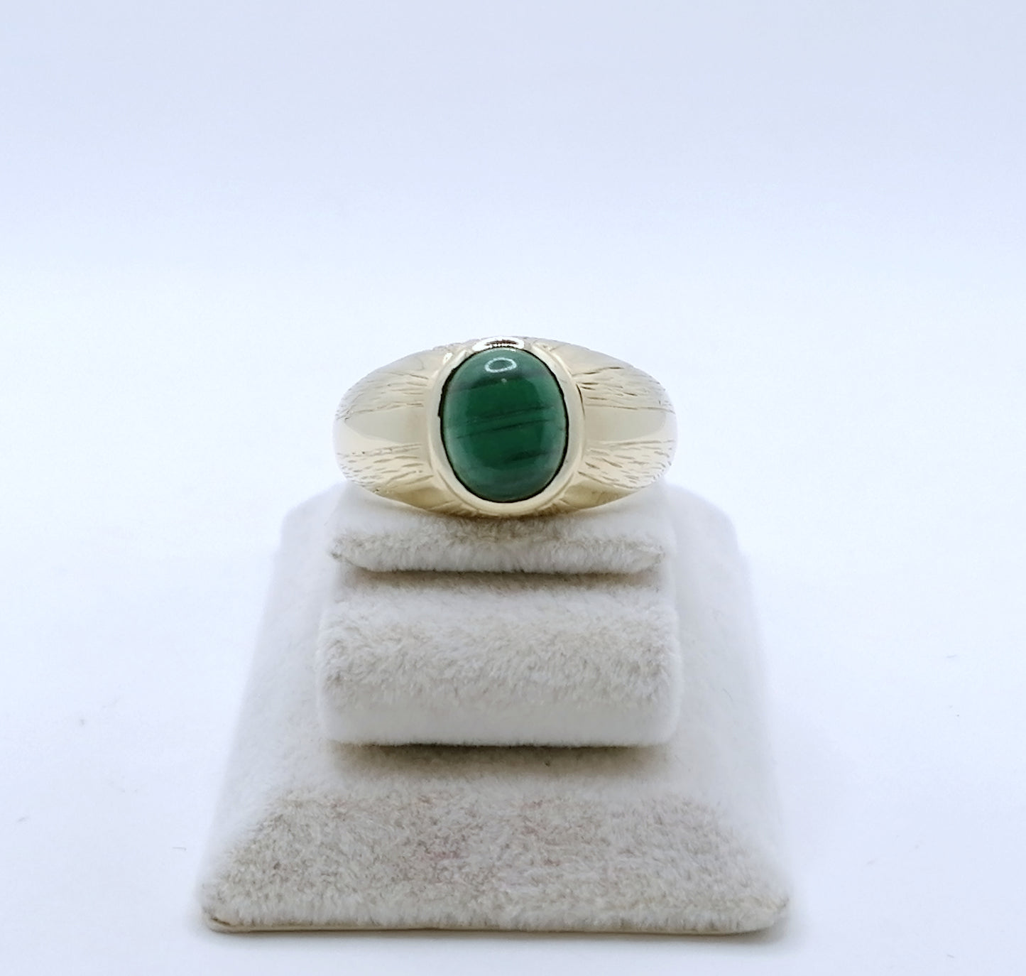 Englischer Ring Gold 375er mit Malachit