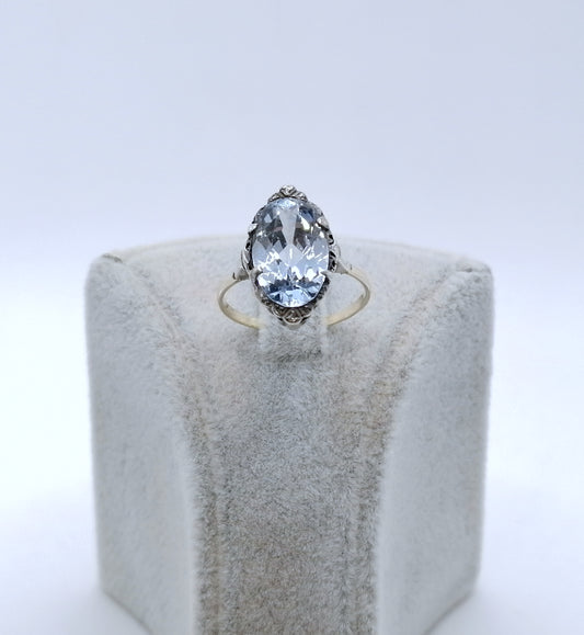 Ring Gold 333er und Silber Art Deco Spinell Damenring Gr. 53