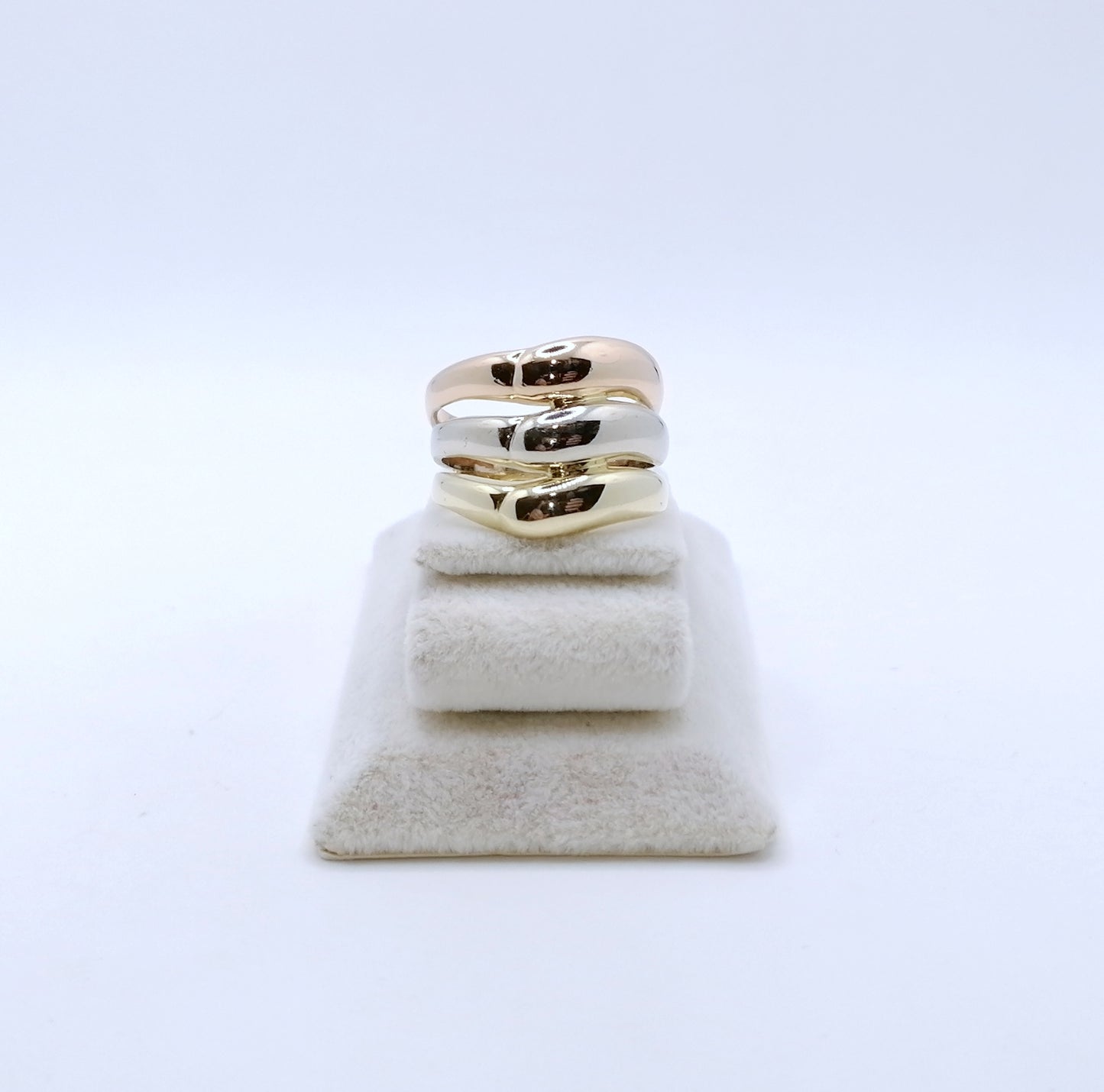 Ring Gold 585er Tricolor Gelbgold Rotgold Weißgold Gr. 57