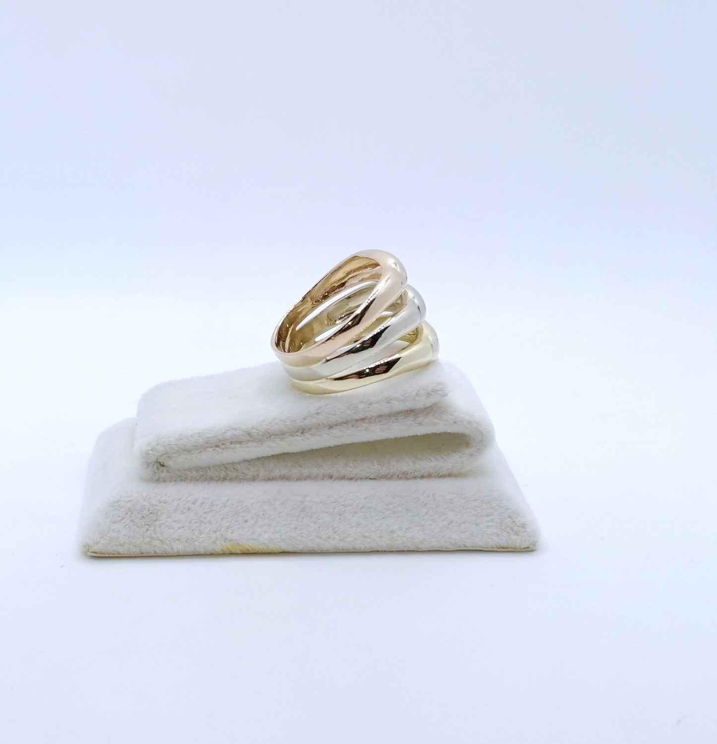Ring Gold 585er Tricolor Gelbgold Rotgold Weißgold Gr. 57