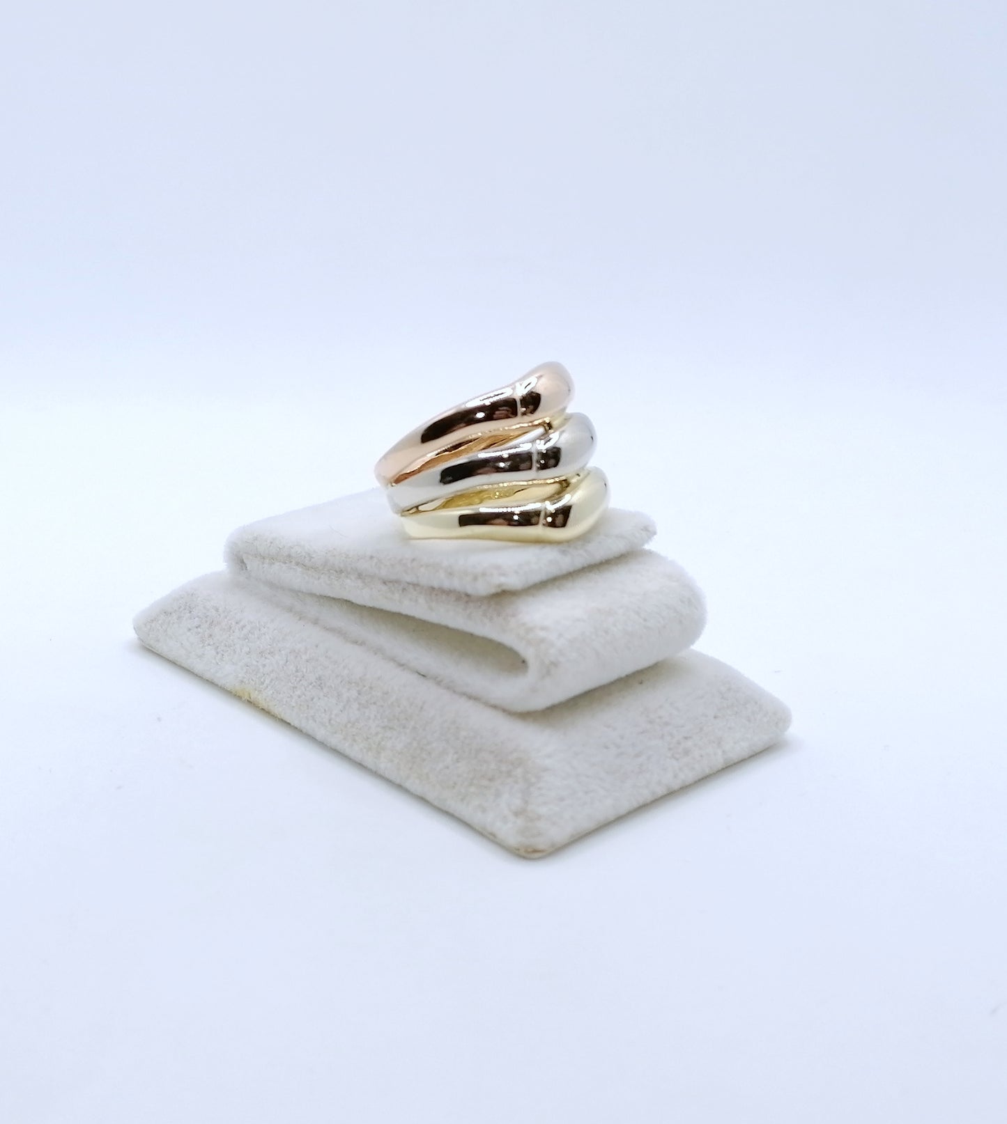 Ring Gold 585er Tricolor Gelbgold Rotgold Weißgold Gr. 57