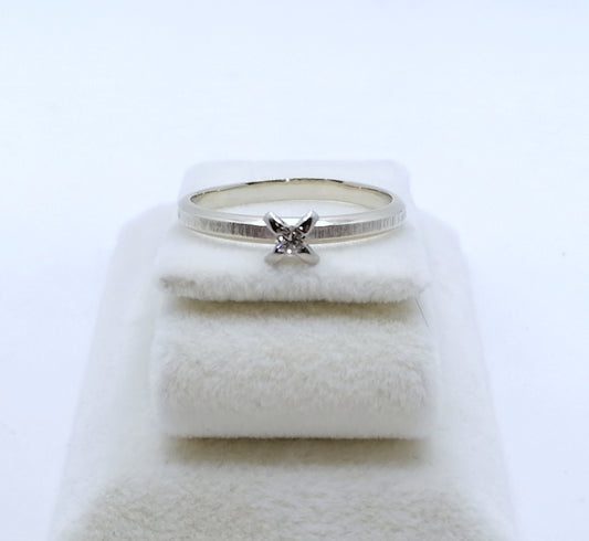 Ring Weißgold 585er mit 0,05ct Brillant Solitär Goldring Gr. 55