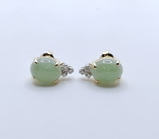 Ohrstecker Gold 585er mit Jade und Diamanten