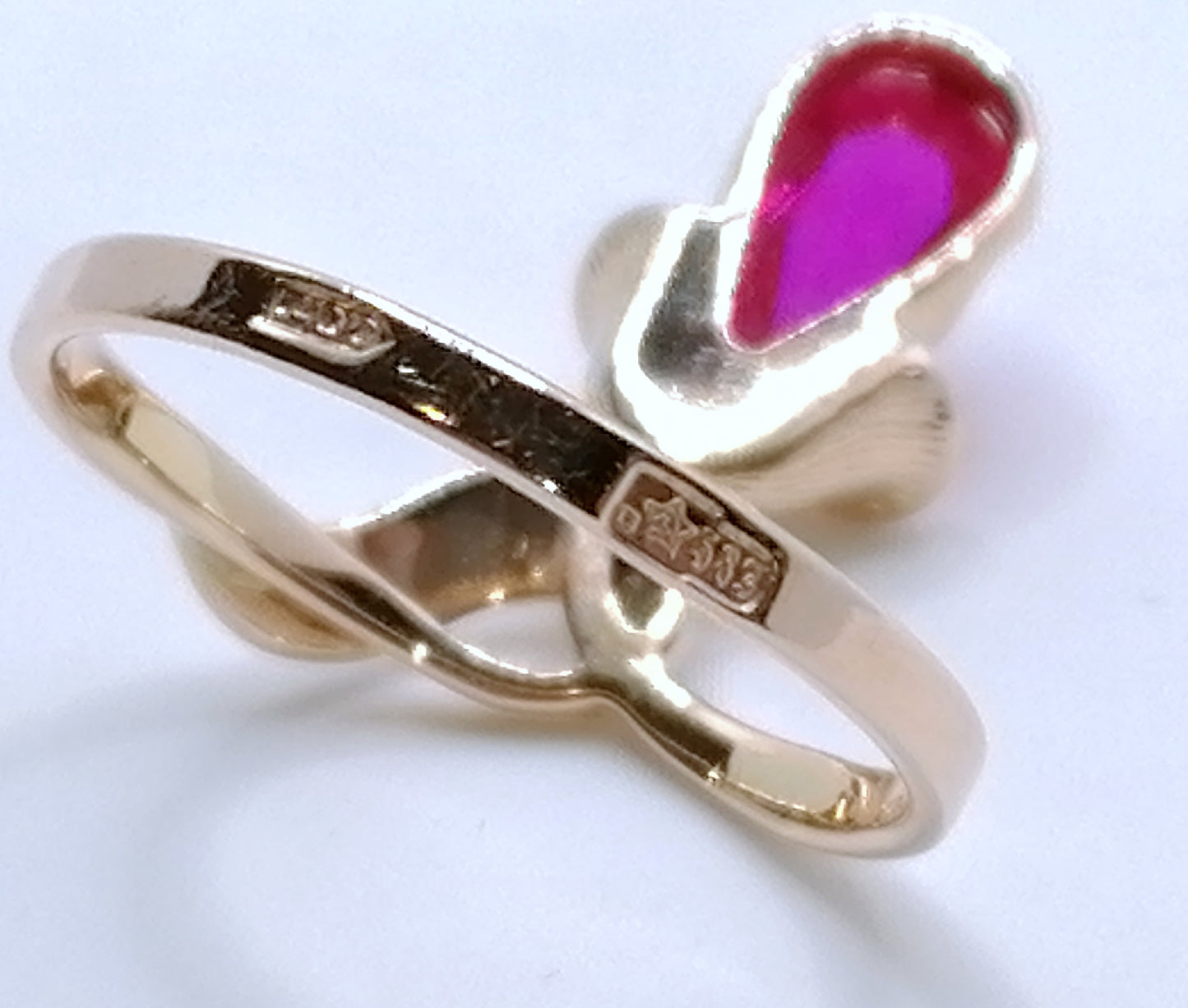 Ring Rotgold 583er Sowjet UdSSR Goldring mit Rubin