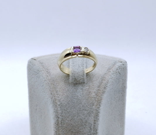 Ring Gold 333er mit Amethyst und Zirkonia Gr. 54