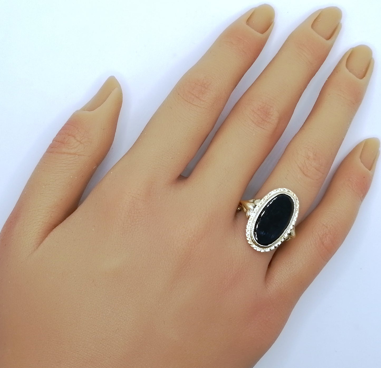 Ring Gold 585er mit Onyx Stein Vintage Gr. 60