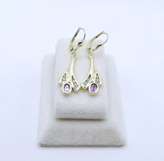 Ohrringe 585er Gold mit Amethysten und Zirkonia