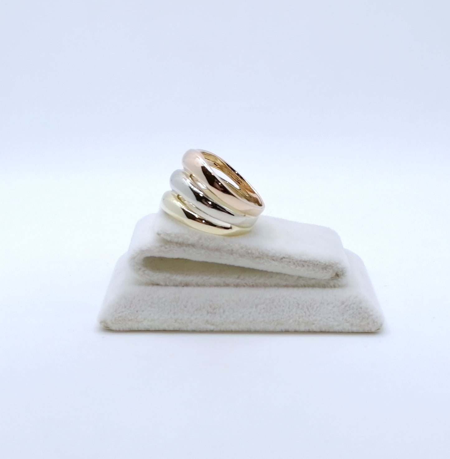 Ring Gold 585er Tricolor Gelbgold Rotgold Weißgold Gr. 57