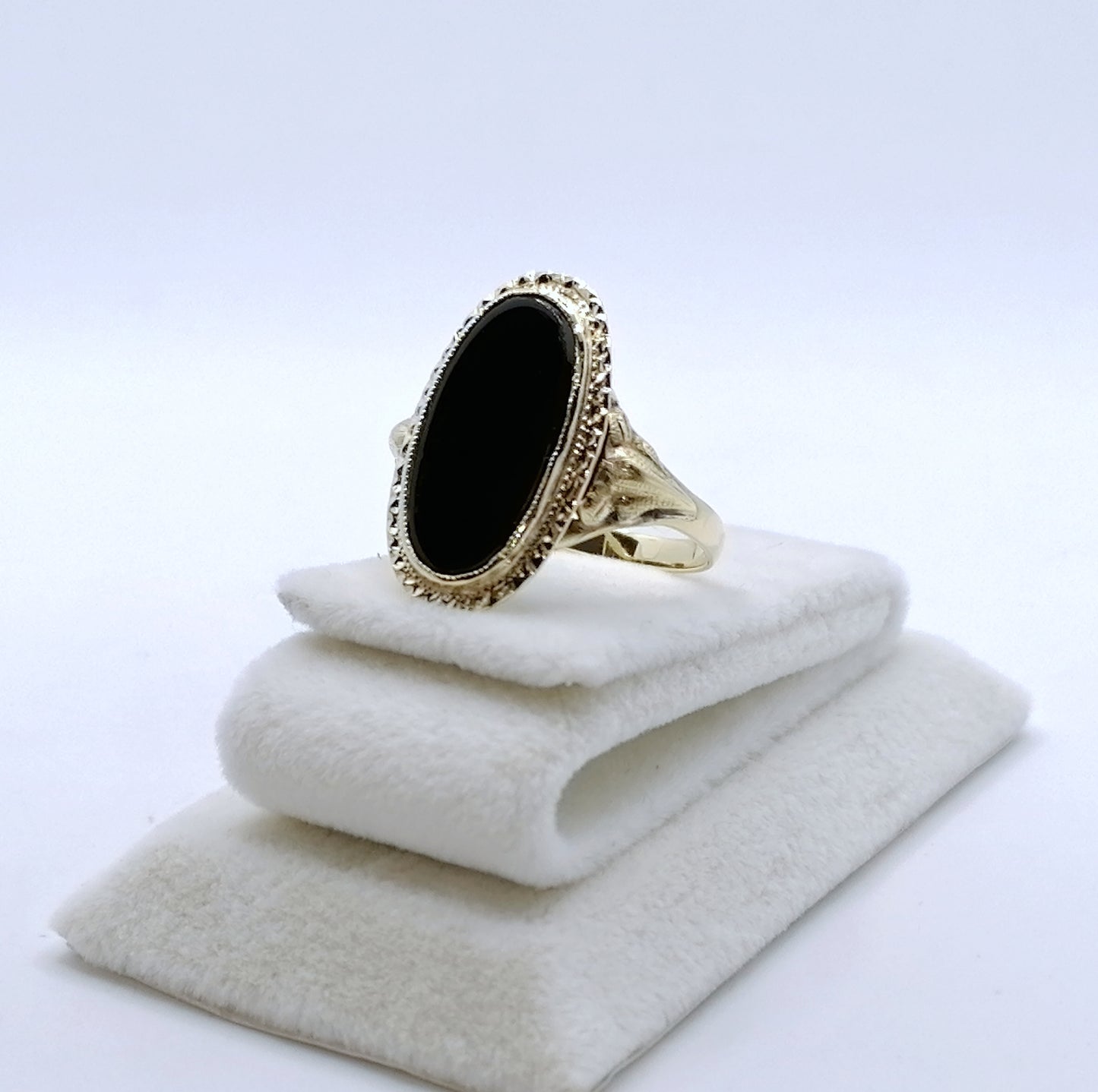 Ring Gold 585er mit Onyx Stein Vintage Gr. 60