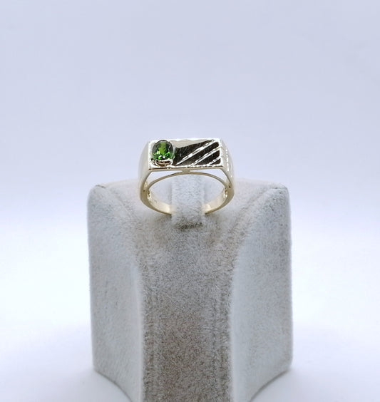 Ring Gold 375er mit Diopsid Siegelring Gr. 63