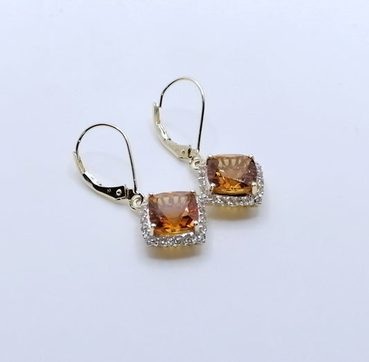 Ohrringe 375er Gold mit Citrin und Zirkon