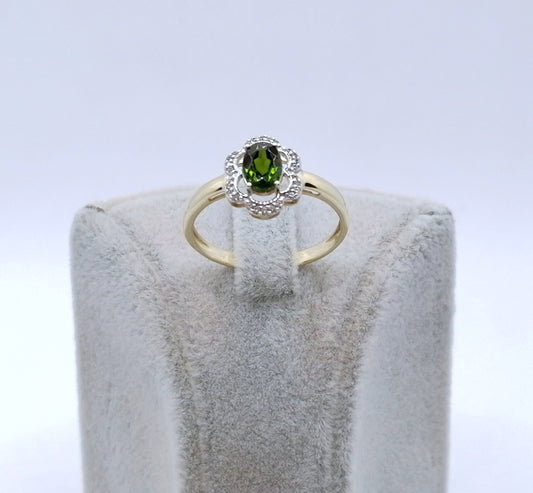 Ring Gold 375er mit Diopsid und Zirkonen Harry Ivens