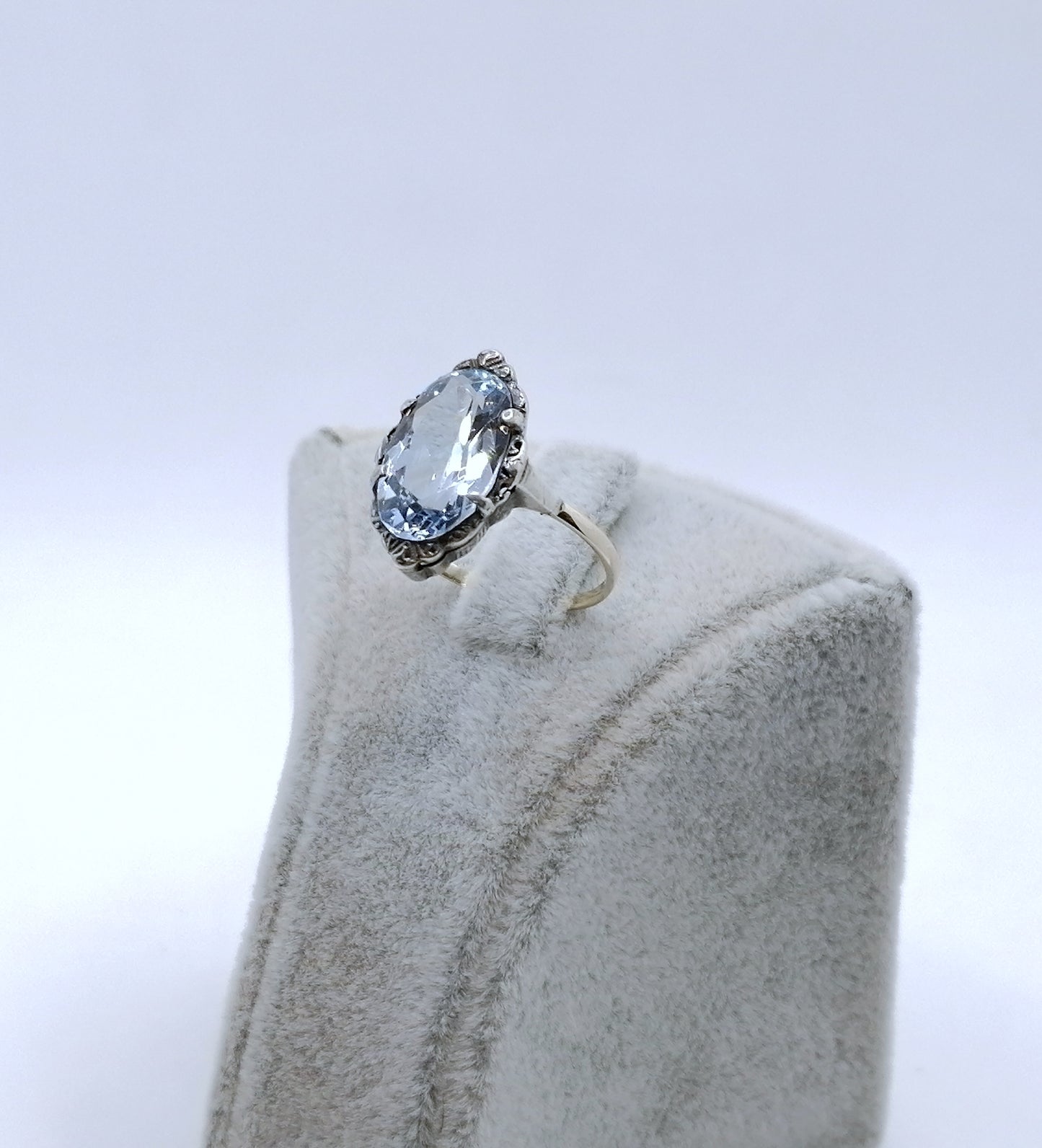 Ring Gold 333er und Silber Art Deco Spinell Damenring Gr. 53