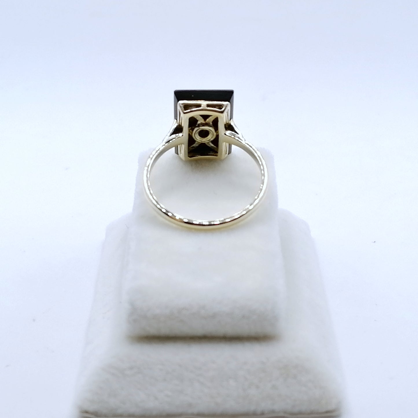 Ring Art Deco Gelbgold 585er mit Onyx und Brillant Gr. 57