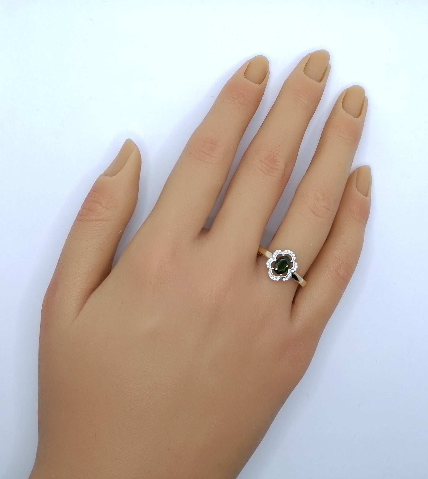 Ring Gold 375er mit Diopsid und Zirkonen Harry Ivens