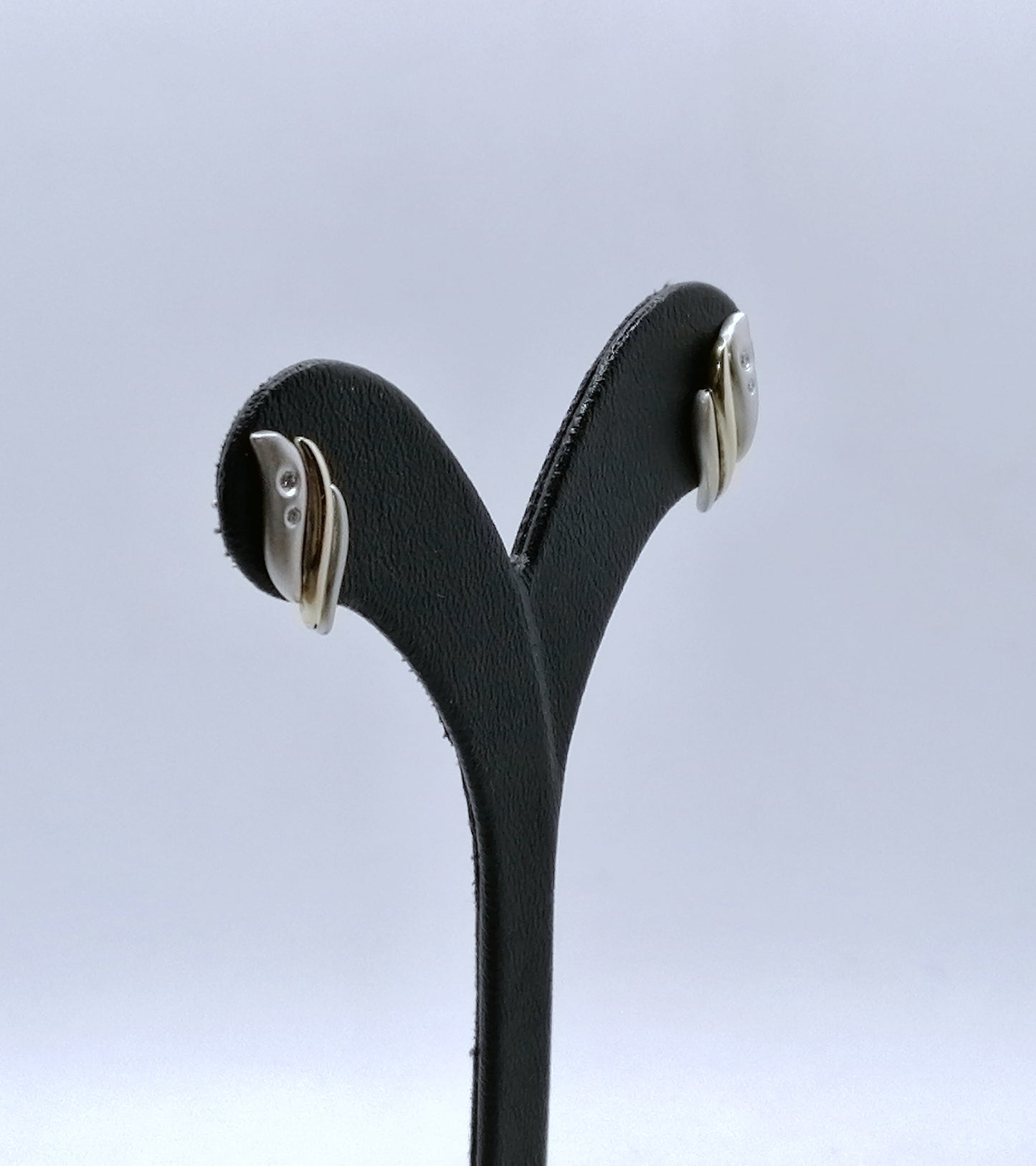 Ohrstecker 333er Gold Gelbgold Weißgold mit Diamantsplitter
