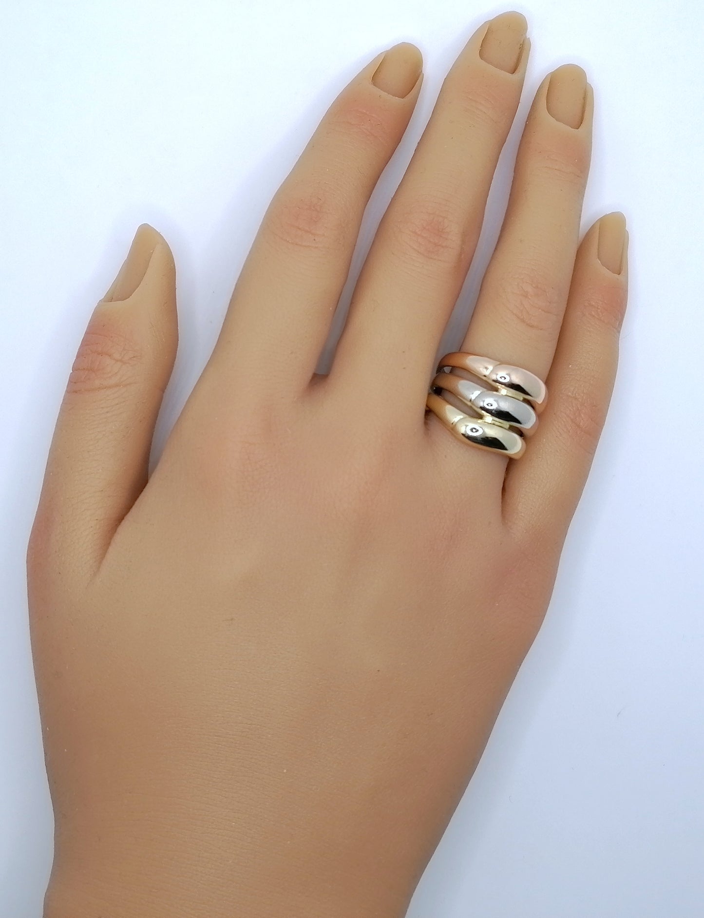 Ring Gold 585er Tricolor Gelbgold Rotgold Weißgold Gr. 57