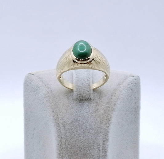 Englischer Ring Gold 375er mit Malachit