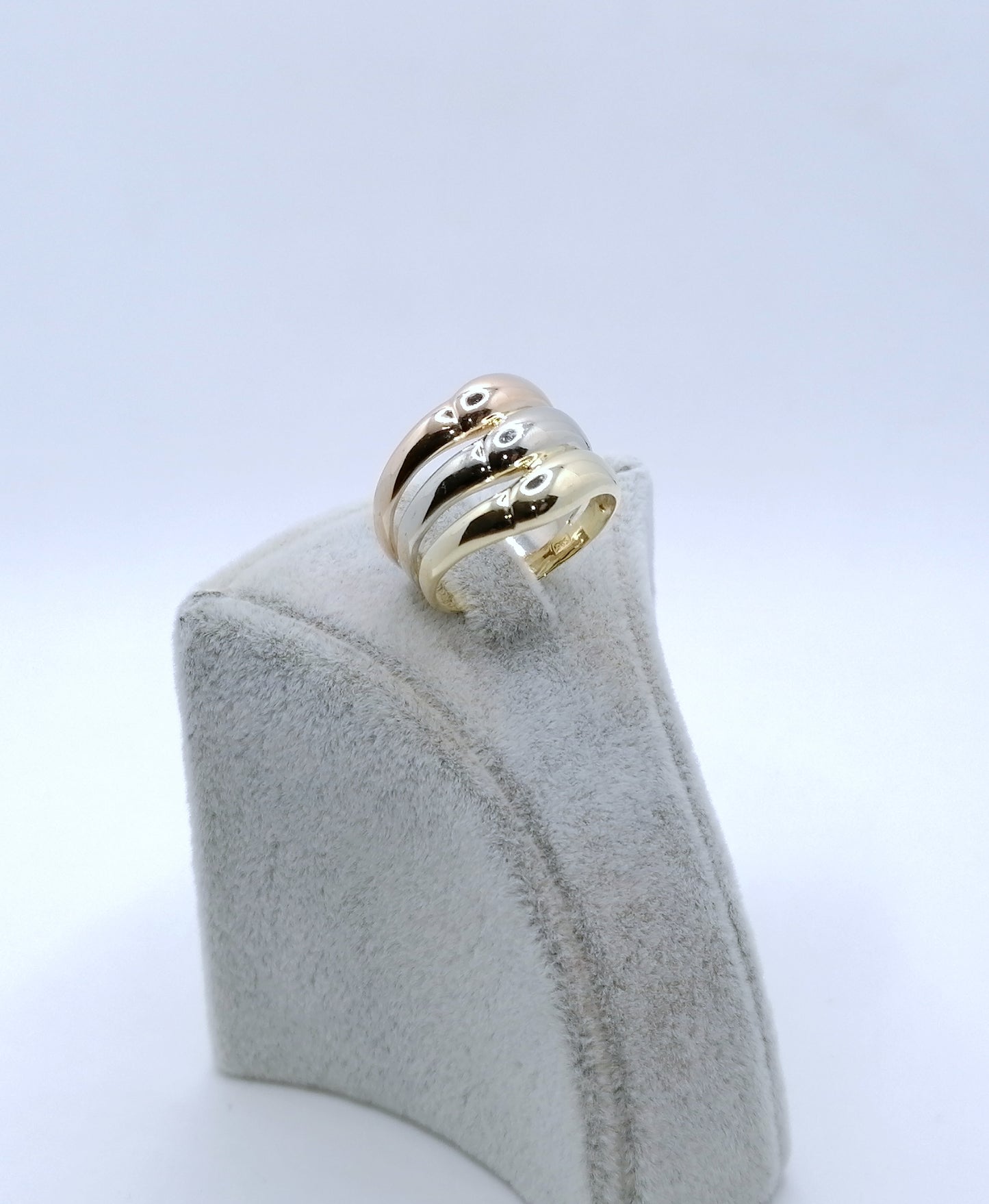 Ring Gold 585er Tricolor Gelbgold Rotgold Weißgold Gr. 57